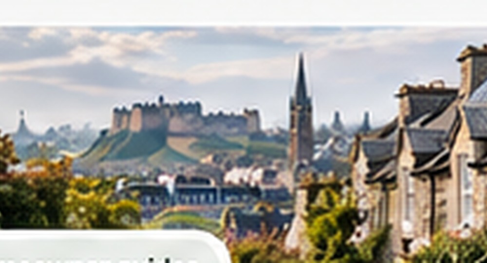 Edinburgh skyline and Scottish stone homes
