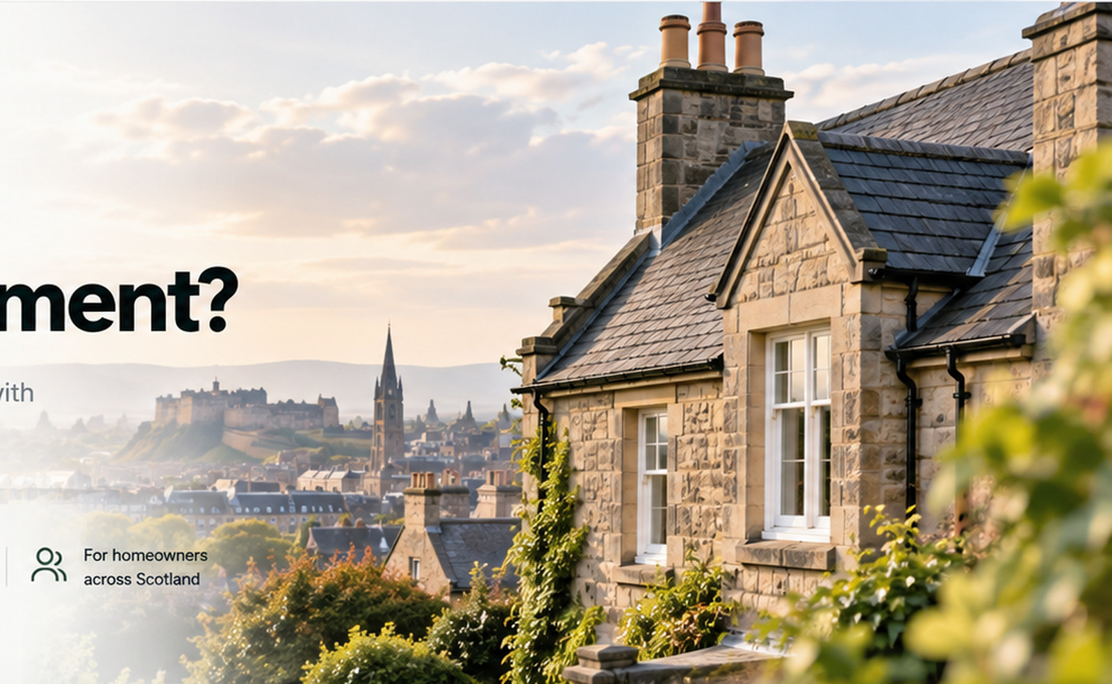 Traditional Scottish stone homes with slate roofs